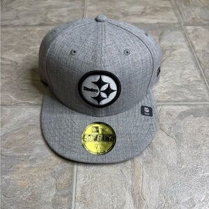 Pittsburgh Steelers New Era 59Fifty Fitted Hat Mens Size 7 1/8 Gray NFL Football
